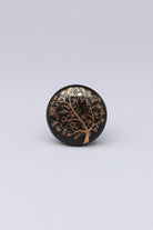 Eternal Bloom Tree of Life Ceramic Cabinet Knob in Black and Gold — close-up view, G Decor