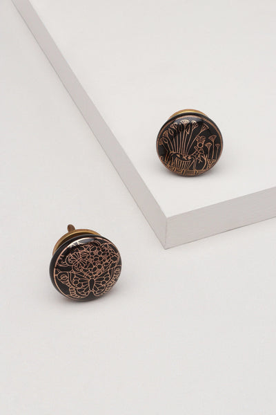 Eternal Bloom Tree of Life Ceramic Cabinet Knob Set in Black and Gold