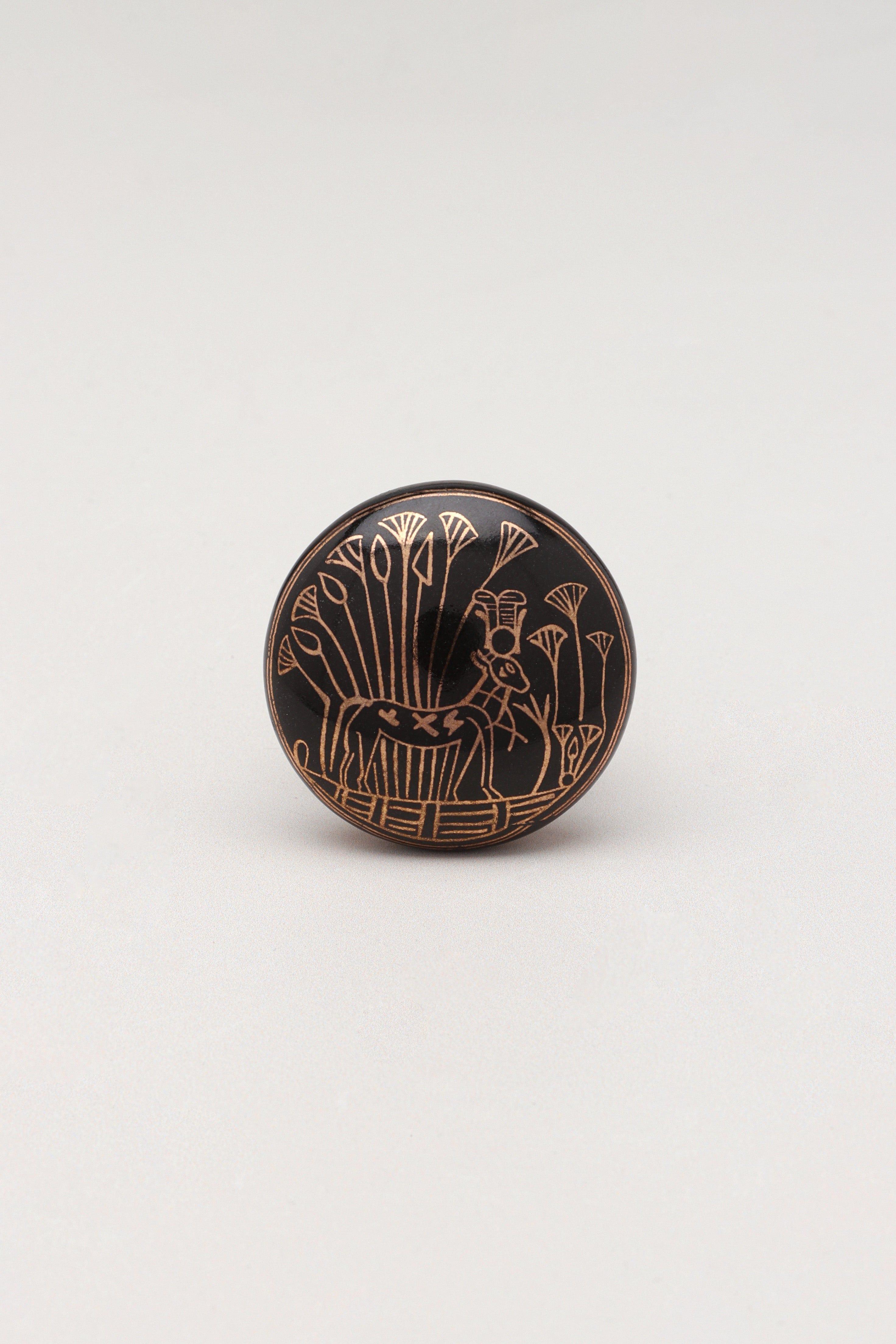 Eternal Bloom Black & Gold Ceramic Knob Tree of Life Family - G Decor