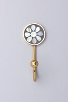 Étoile Bloom Mother of Pearl Wall Hook in Black and Gold with Brass — close-up view, G Decor