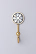 Étoile Bloom Mother of Pearl Wall Hook in Black and Gold with Brass — close-up view, G Decor