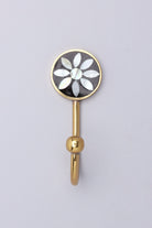 Étoile Bloom Mother of Pearl Wall Hook in Black and Gold with Brass — alternate view, G Decor