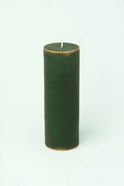 Fern Green and Gold Antique-Style Pillar Candle — lifestyle view, G Decor