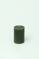Fern Green and Gold Antique-Style Pillar Candle — alternate view, G Decor