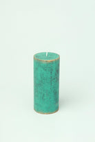 Fern Verdigris Green Antique-Style Hand-Finished Pillar Candle - G Decor