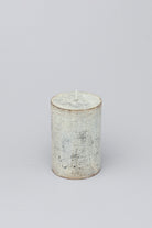 Fern Whitewashed Beige Antique-Style Pillar Candle — close-up view, G Decor