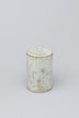 Fern Whitewashed Beige Antique-Style Pillar Candle — close-up view, G Decor