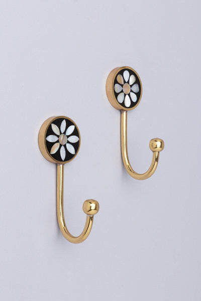 G Decor All Hooks Floral Mother Of Pearl Gold Brass Coat Hook