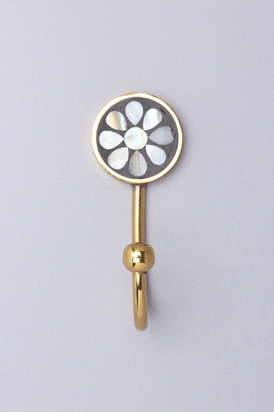 G Decor All Hooks Rounded Flower / Pearl Gold Floral Mother Of Pearl Gold Brass Coat Hook