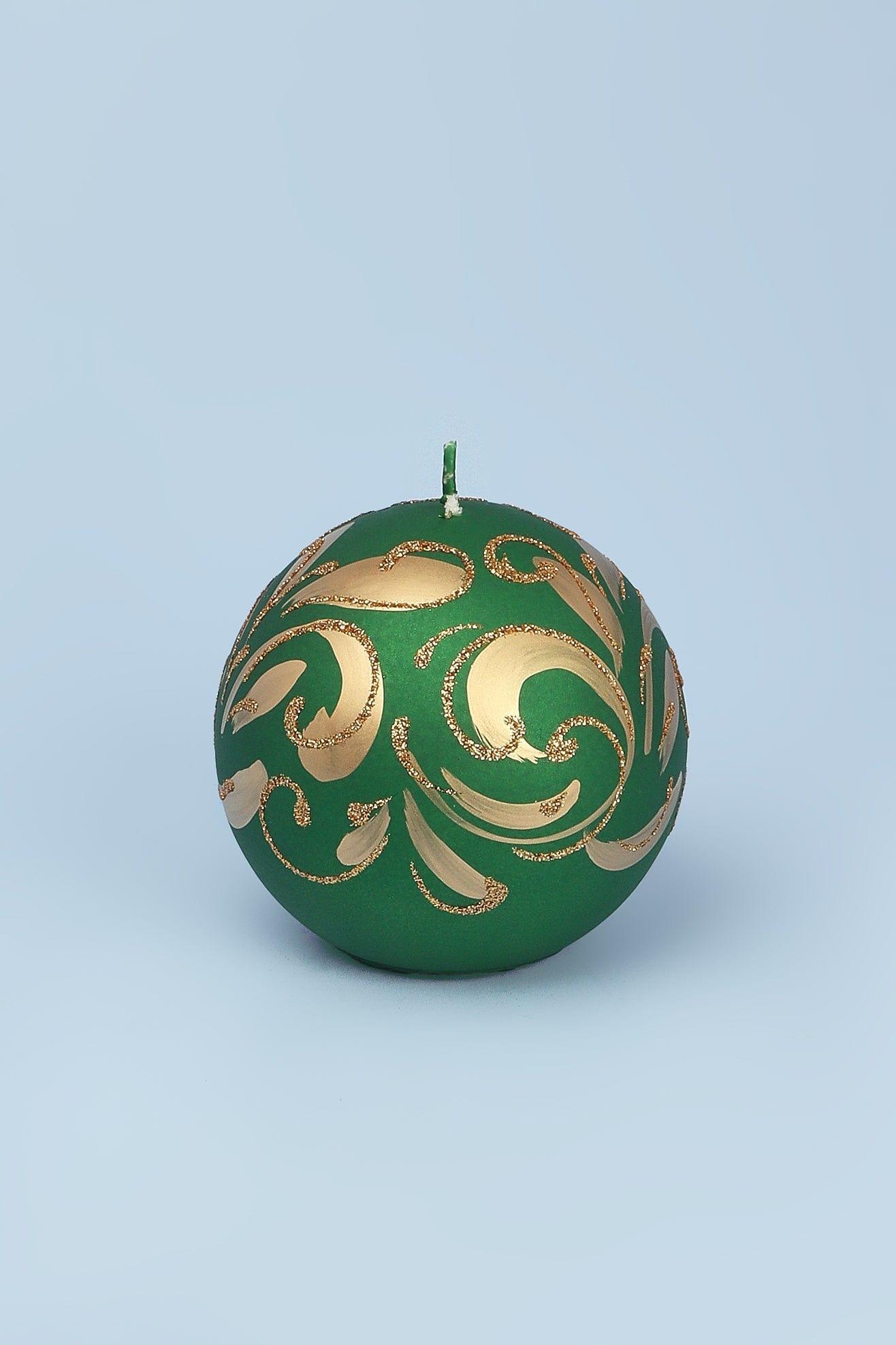 Florentino Hand-Finished Ornamental Ball Candle, Matte Finish with Gold or Silver Detailing - G Decor