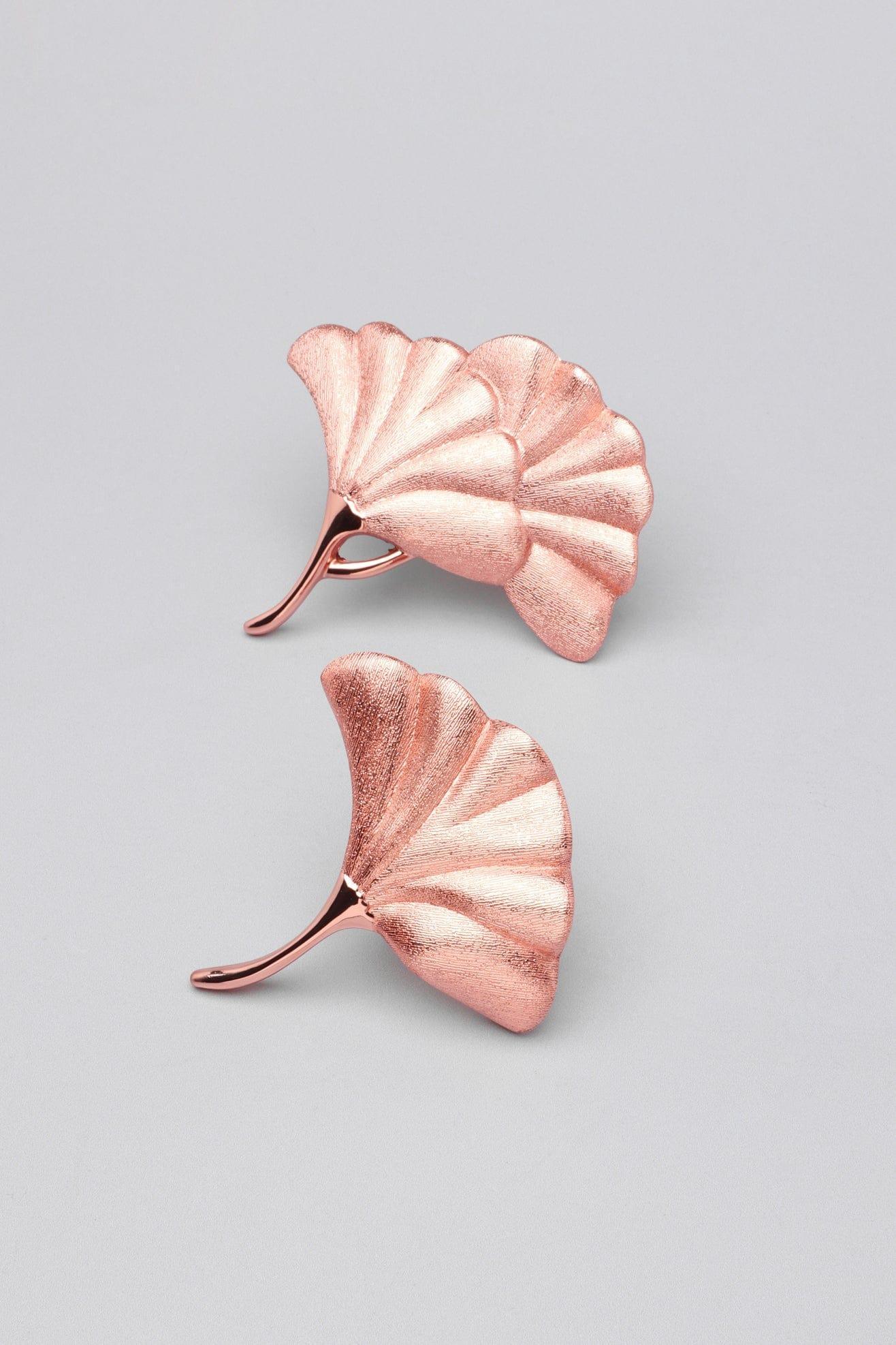 Fossil Ginkgo Rose Gold Matte Door Knobs - G Decor