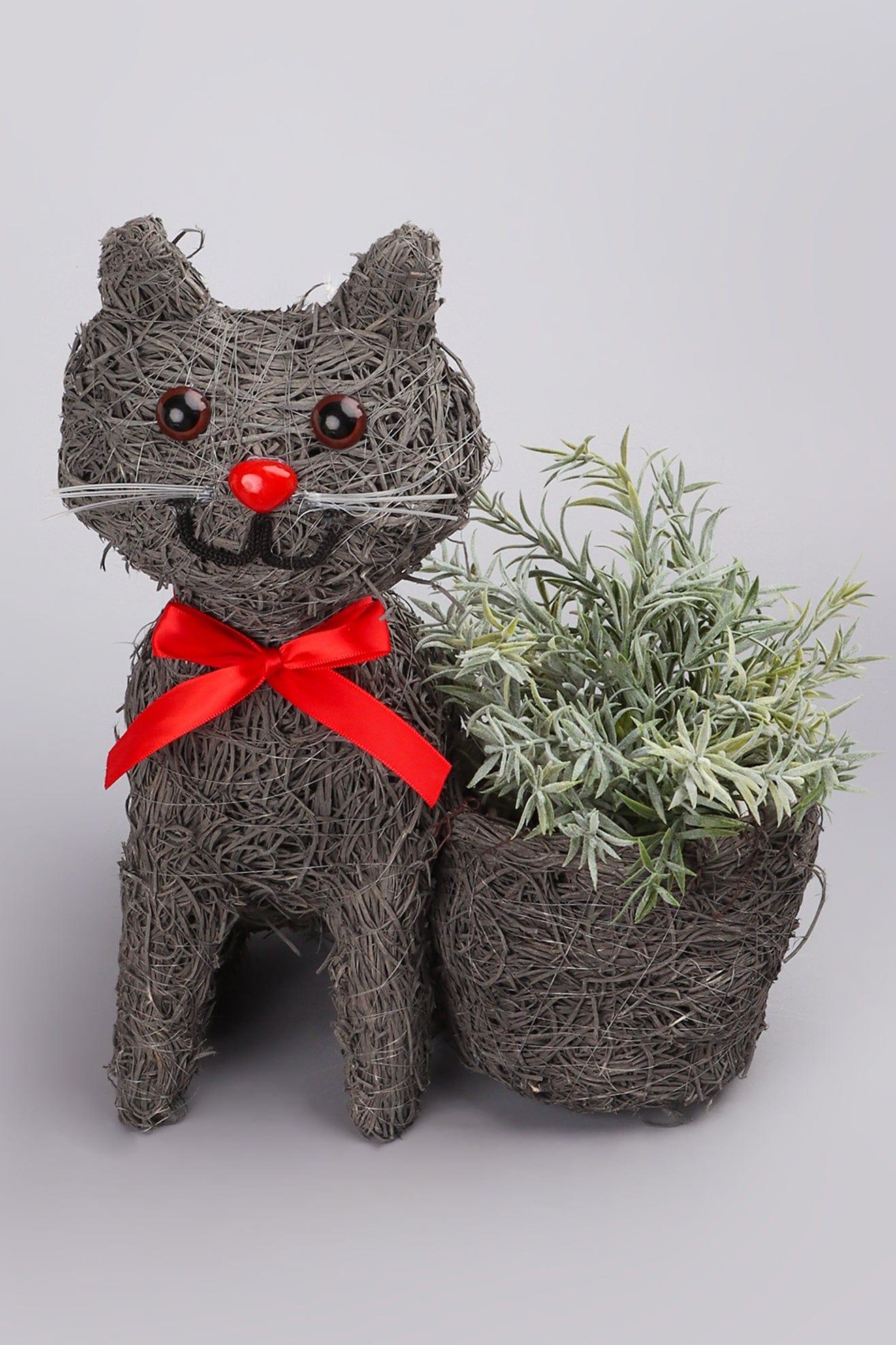 G Decor Vases Grey Friendly Grey Cat Fiber Planter