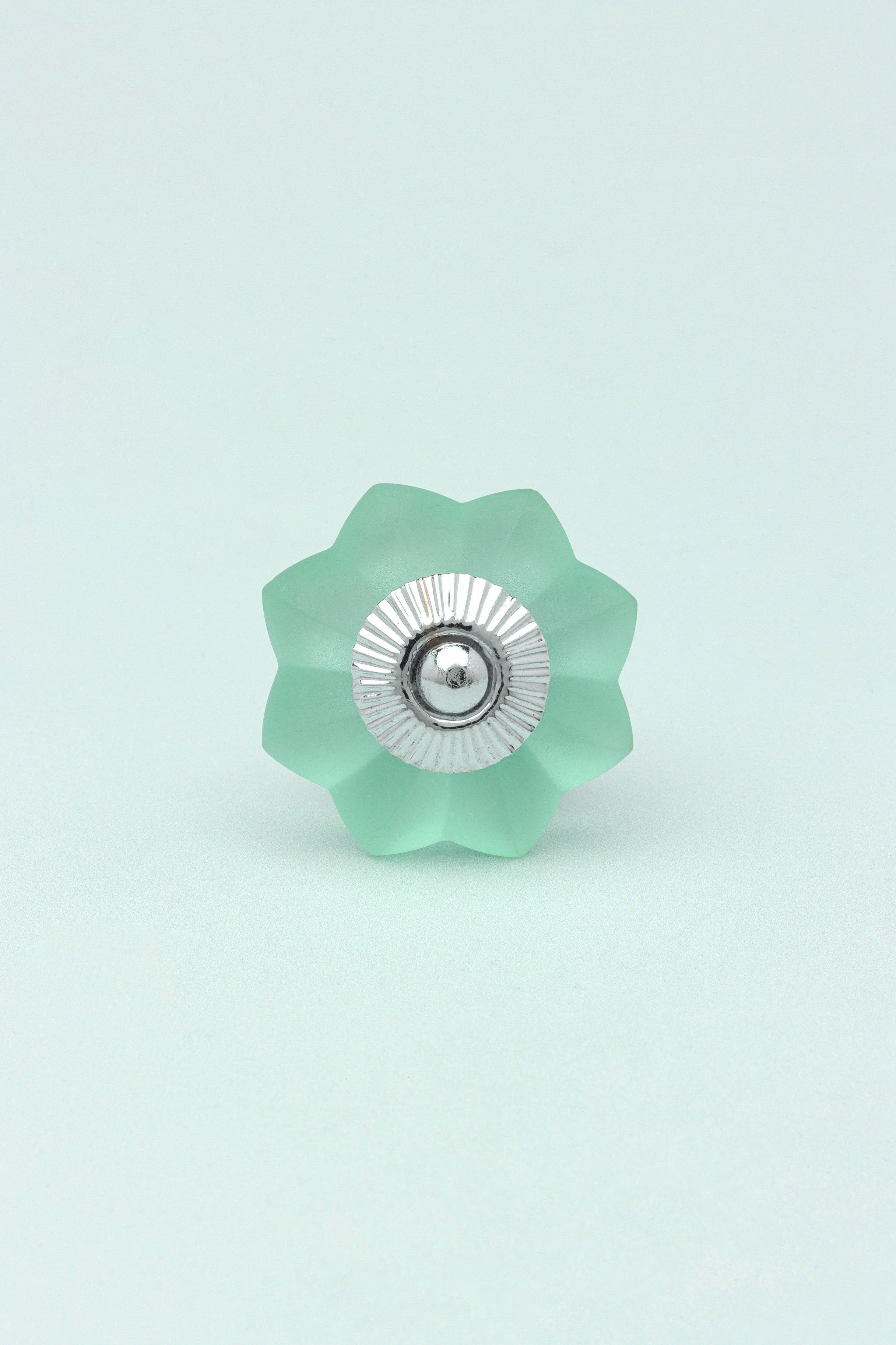 Frosted Fjord Flower Melon and Pastel Shades Glass Knob - G Decor