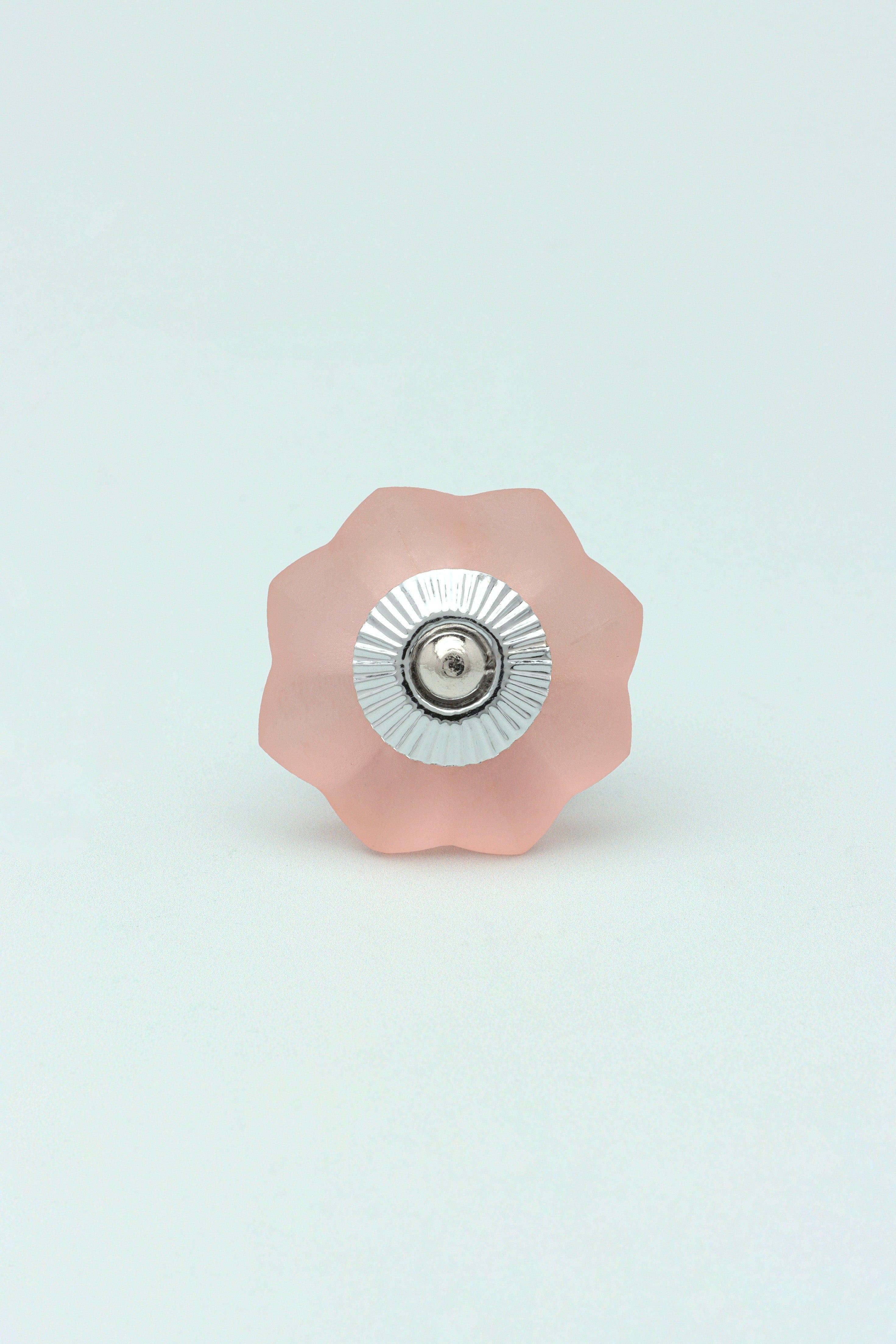 Frosted Fjord Flower Melon and Pastel Shades Glass Knob - G Decor