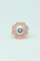 Frosted Fjord Flower Glass Cabinet Knob in Pastel Melon — lifestyle view, G Decor
