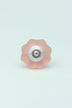 Frosted Fjord Flower Glass Cabinet Knob in Pastel Melon — lifestyle view, G Decor