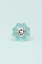 Frosted Fjord Flower Glass Cabinet Knob in Pastel Melon — close-up view, G Decor
