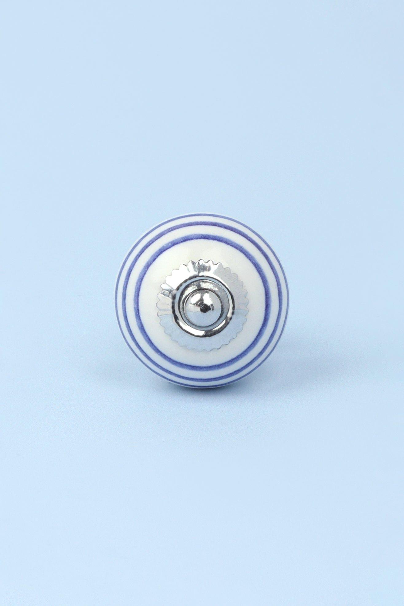 G Decor Door Knobs & Handles Blue Striped on White Base Ceramic Door Knobs Cupboard Pull Handles