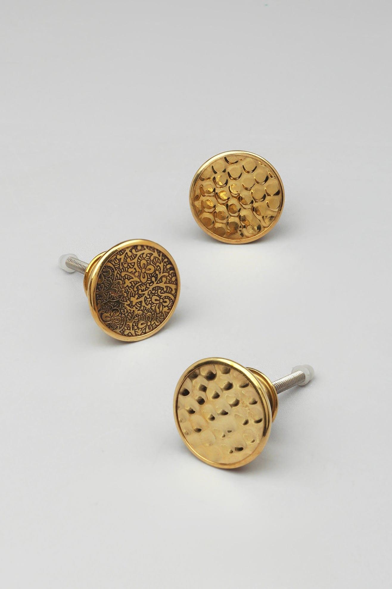 G Decor Door Knobs & Handles Brass Honeywax Round Circular Detailed Pull Knobs