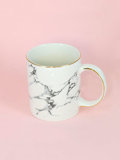 Gdecorstore Mugs and Cups white G Decor Marble Effect Coffee Mugs In White Finish Tea Mugs