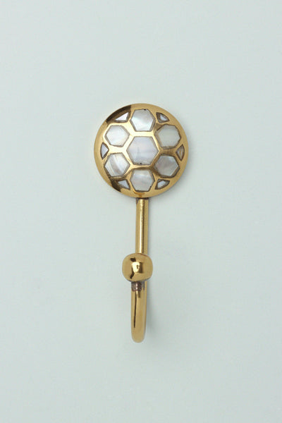 G Decor Storage Hooks & Racks Gold / Hexagon G Decor Mother Of Pearl Patterned Gold Brass Coat Hook
