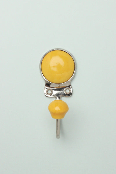 Gdecorstore Cabinet Knobs & Handles Yellow Coloured Ceramic Coat Rack Hook Wall Hook