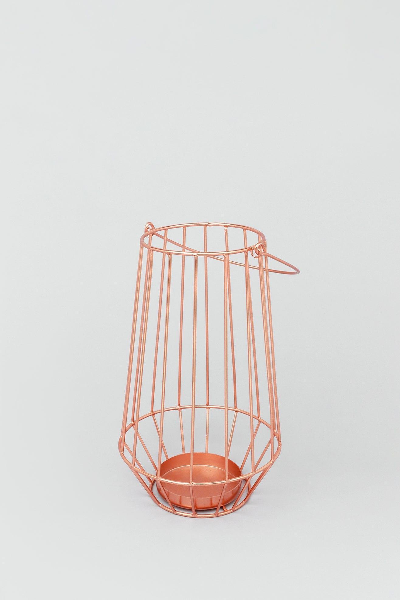 Geometric Copper Glass Tealight Candle Holder - G Decor