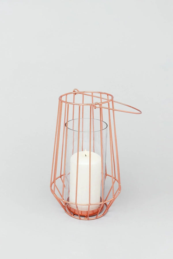 Harper Copper and Glass Geometric Candle Holder