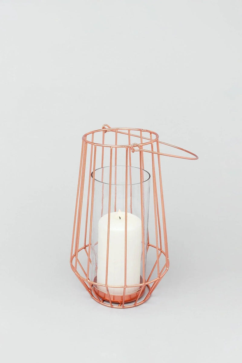 Harper Copper and Glass Geometric Candle Holder