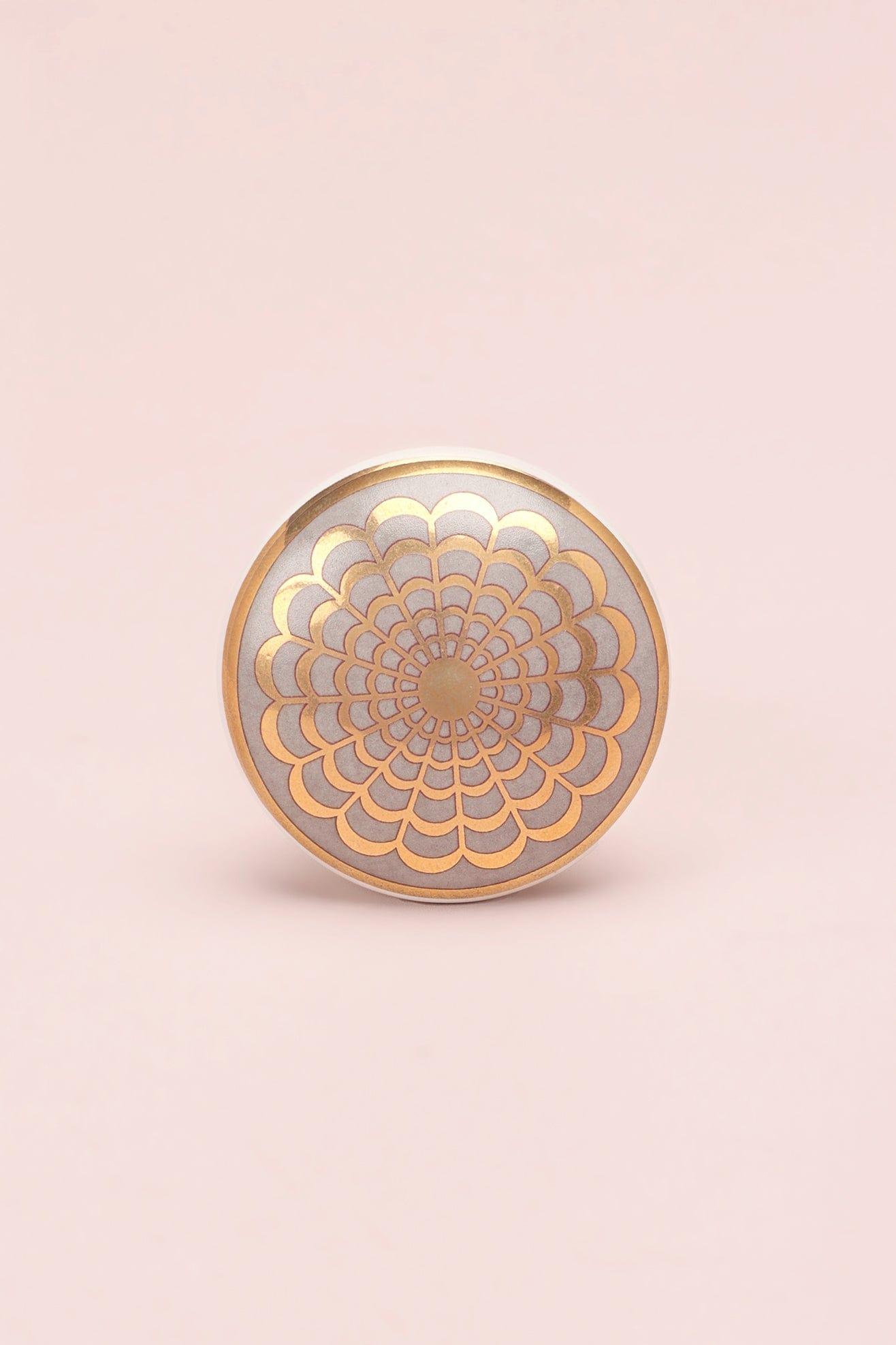G Decor Cabinet Knobs & Handles Flower / Gold Geometry Patterned Ceramic Round Door Knobs