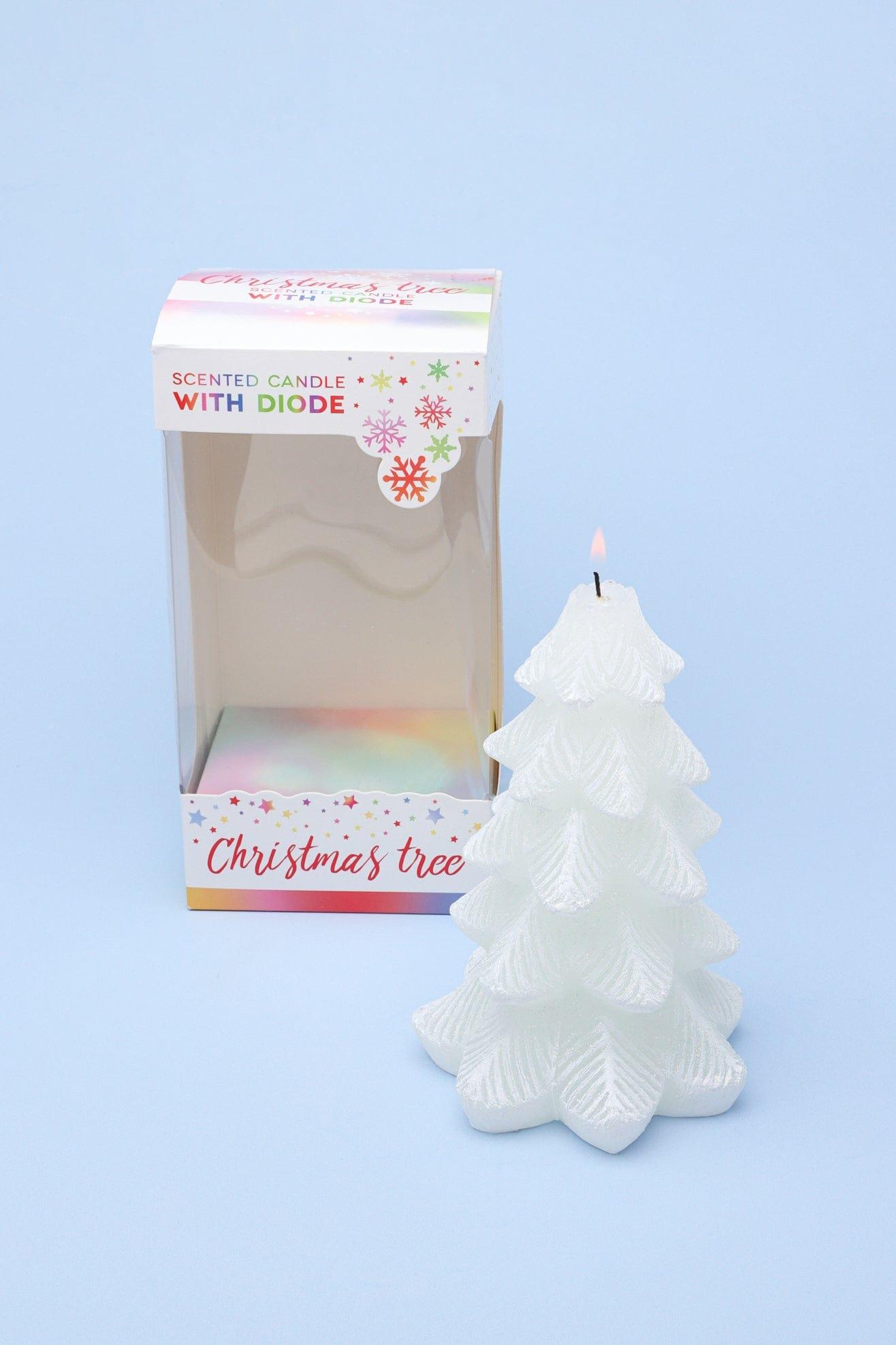 G Decor Candles & Candle Holders White Glitter Gift Christmas Tree White Glitter Multi LED Changing Colour Light Sweet Scented Candle