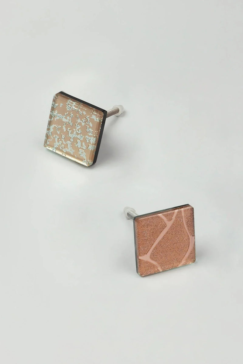 Gleem Rose Leuchtende Kristall Quadratische Glas Knöpfe Elegant Gemusterte Ziehgriffe