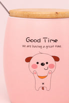 Good Time Puppy Cute Dog Ceramic Mug with Lid and Spoon — alternate view, G Decor