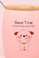 Good Time Puppy Mug Cute Dog Ceramic Coffee & Tea Cup with Lid and Spoon - G Decor