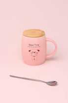 Good Time Puppy Mug Cute Dog Ceramic Coffee & Tea Cup with Lid and Spoon - G Decor