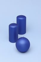 Grace Alouette Indigo Blue Lacquered Pillar and Ball Candle — G Decor