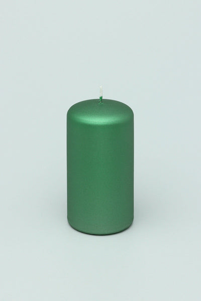 Gdecorstore Candles & Candle Holders Green / Large Grace Forest Green Varnished Shimmer Metallic Shine Pillar Candle