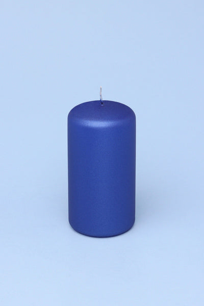 G Decor Candles Blue / Small pillar Grace Indigo Blue Varnished Shimmer Metallic Shine Pillar Candle