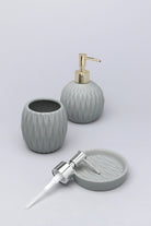 Grey Patterned Ceramic Bathroom Accessory Set — G Decor