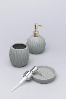 Grey Patterned Ceramic Bathroom Accessory Set