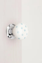 Grey Polka Dot Hand-Painted Ceramic Mortice Door Knobs with Chrome Base — alternate view, G Decor