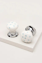 Grey Polka Dot Hand-Painted Ceramic Mortice Door Knobs with Chrome Base — G Decor