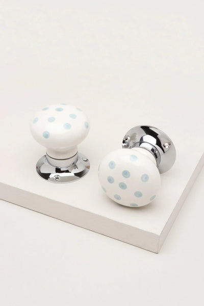 Grey Polka Dot Ceramic Mortice Door Knobs — Chrome Base