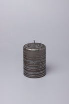 Grey Stripes Dark Glitter Shimmer Gloss Pillar Candles - G Decor