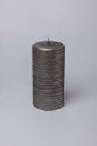 Nocturne Stripe Hand-Painted Waxwork Candle in Graphite and Silver — lifestyle view, G Decor