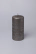 Nocturne Stripe Hand-Painted Waxwork Candle in Graphite and Silver — lifestyle view, G Decor