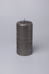 Grey Stripes Dark Glitter Shimmer Gloss Pillar Candles - G Decor