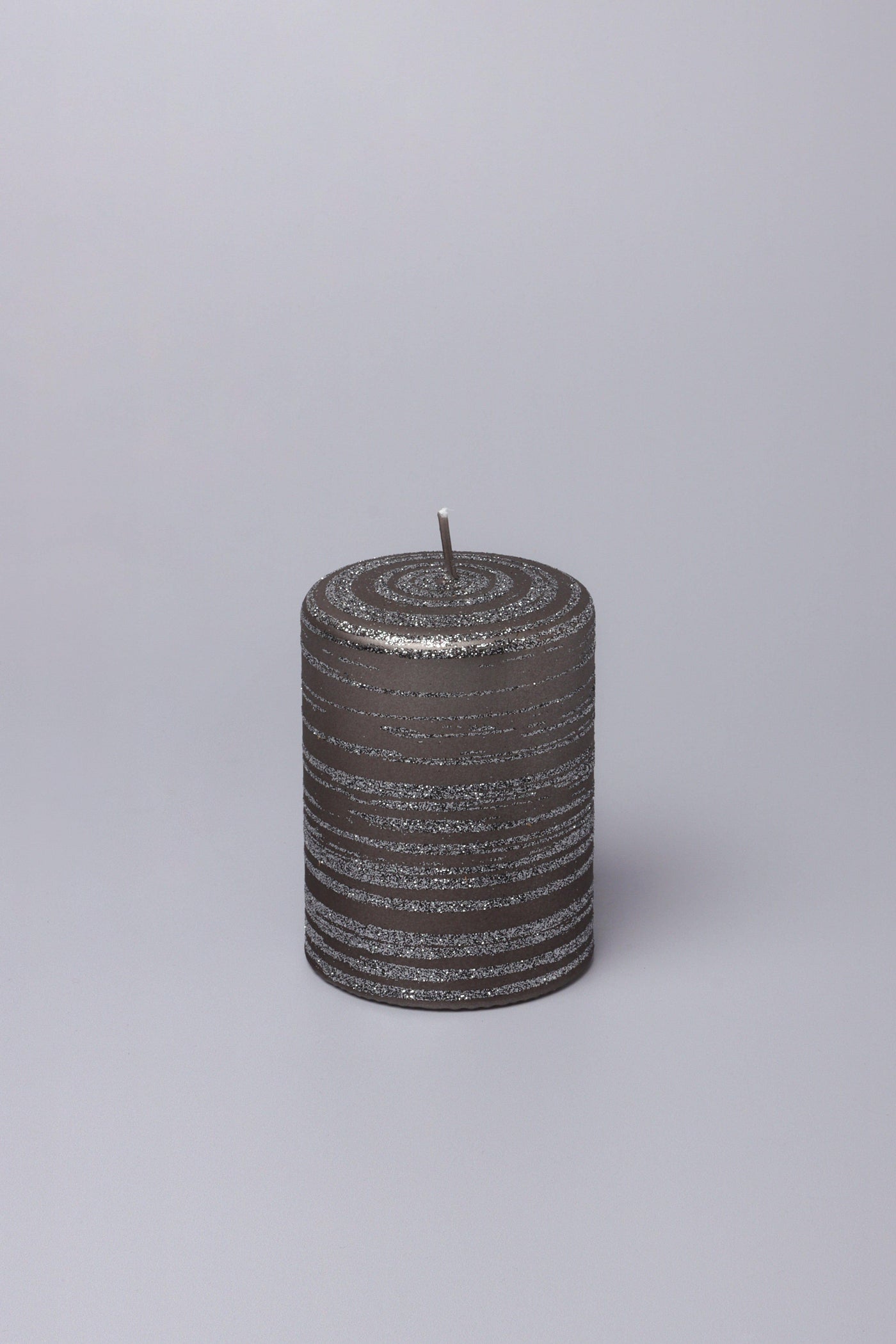 G Decor Candles Grey / Small Pillar Grey Stripes Dark Glitter Shimmer Gloss Pillar Candles