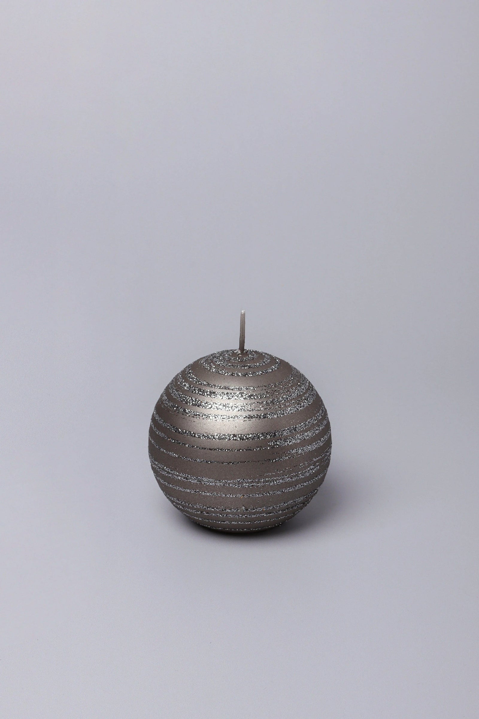 Nocturne Stripe Hand-Painted Waxwork Candle in Graphite and Silver — alternate view, G Decor