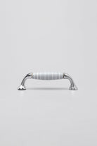 Grey White Stripes Ceramic Kitchen Cupboard Pull Handles - G Decor